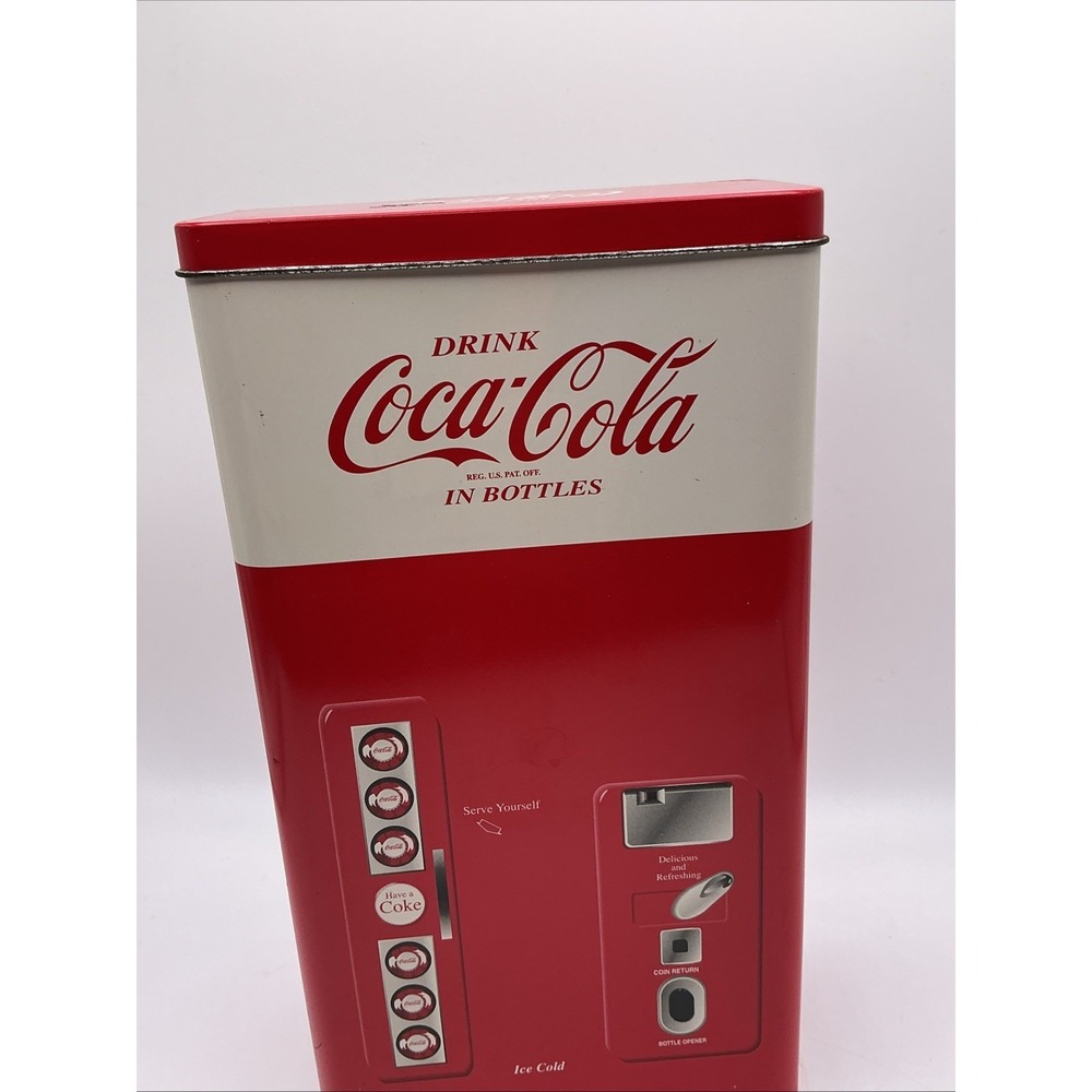Coca Cola 1999 Coke Vending Machine Tin with 3 pc. 8 oz. Glass Set inside tin - Picture 3 of 10
